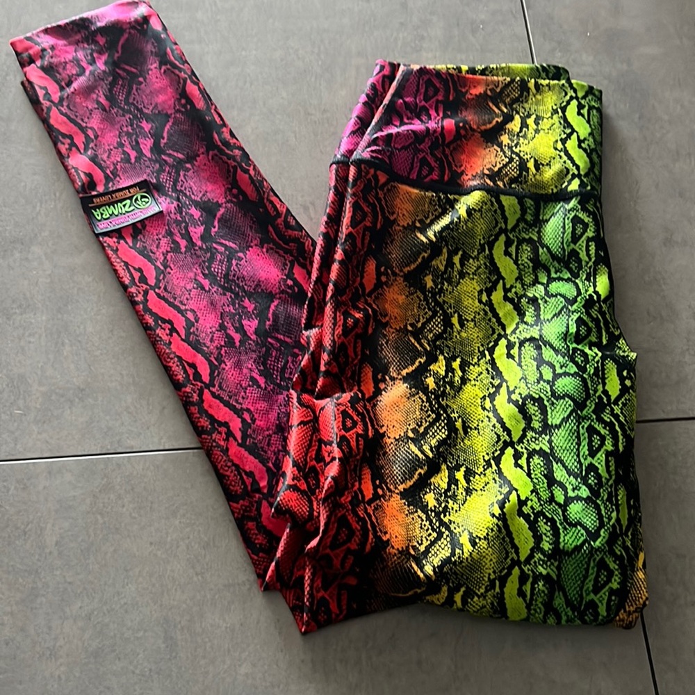 Zumba Wear cute multi color snake skin print leggings